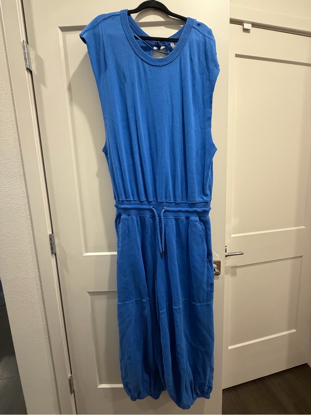 Free People Electric Blue Sleeveless Drawstring Jumpsuit